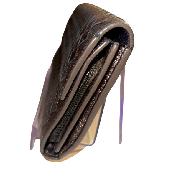 🖤 Bottega Veneta Intrecciato Leather Flap Top Snap Continental Wallet Metallic - Picture 10 of 14